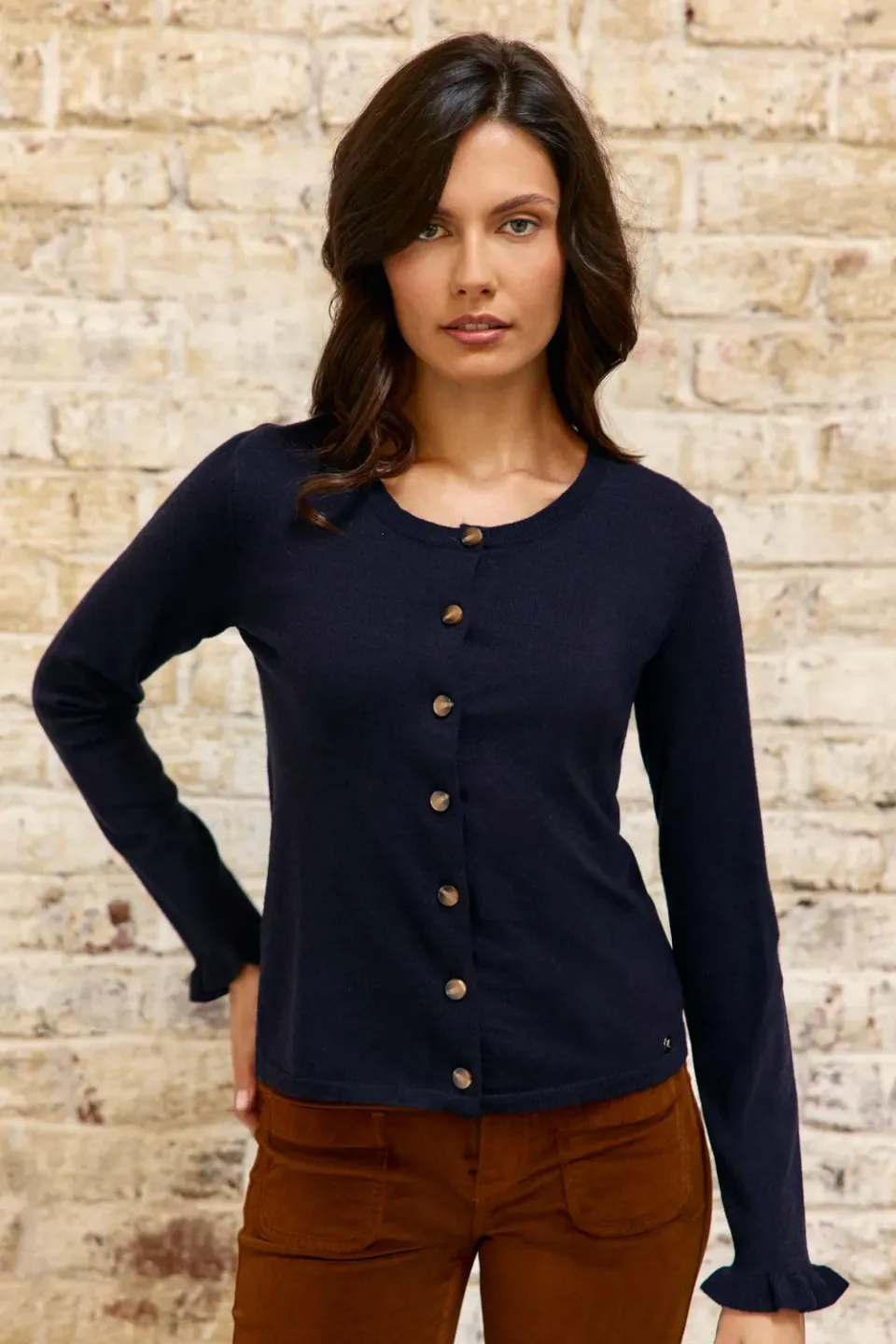 La Petite Etoile Monet vest marine knoopvest met volant