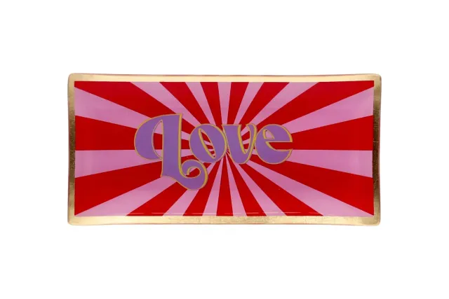 Amiek Loveplate Love L glazen schaaltje rood roze