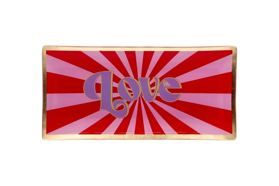 Amiek Loveplate Love L glazen schaaltje rood roze