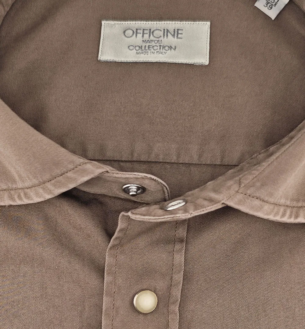Officine Napoli Niko 1379 164 overhemd fango katoen