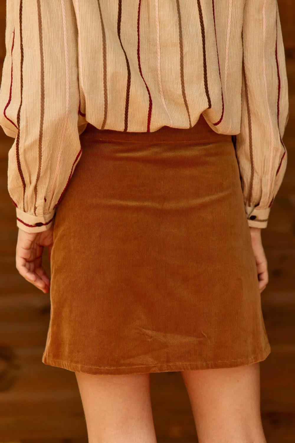 La Petite Etoile Jada rok camel ribfluweel kort