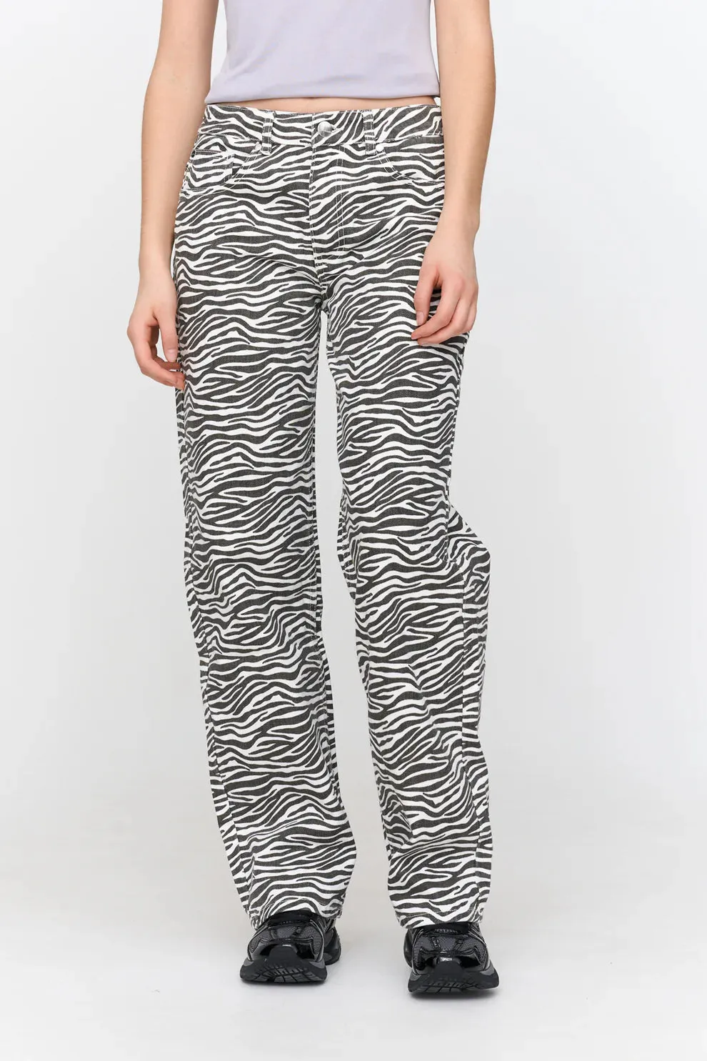 Amiek 24C Zebraprint broek wijde jeans 100% katoen