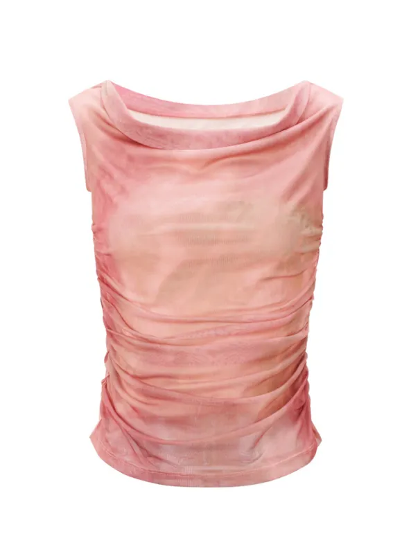 LOVEDRUNKY Off Shoulder mesh top roze gevoerd