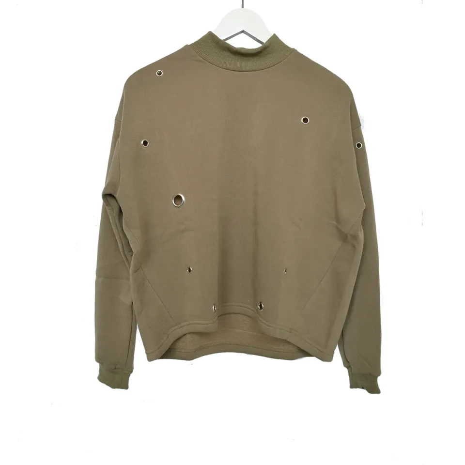 LOVEDRUNKY Soft sweater khaki – fleece binnenkant