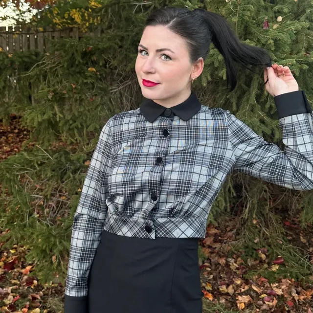 Tatyana Billie Jacket jasje charcoal plaid geruit cropped