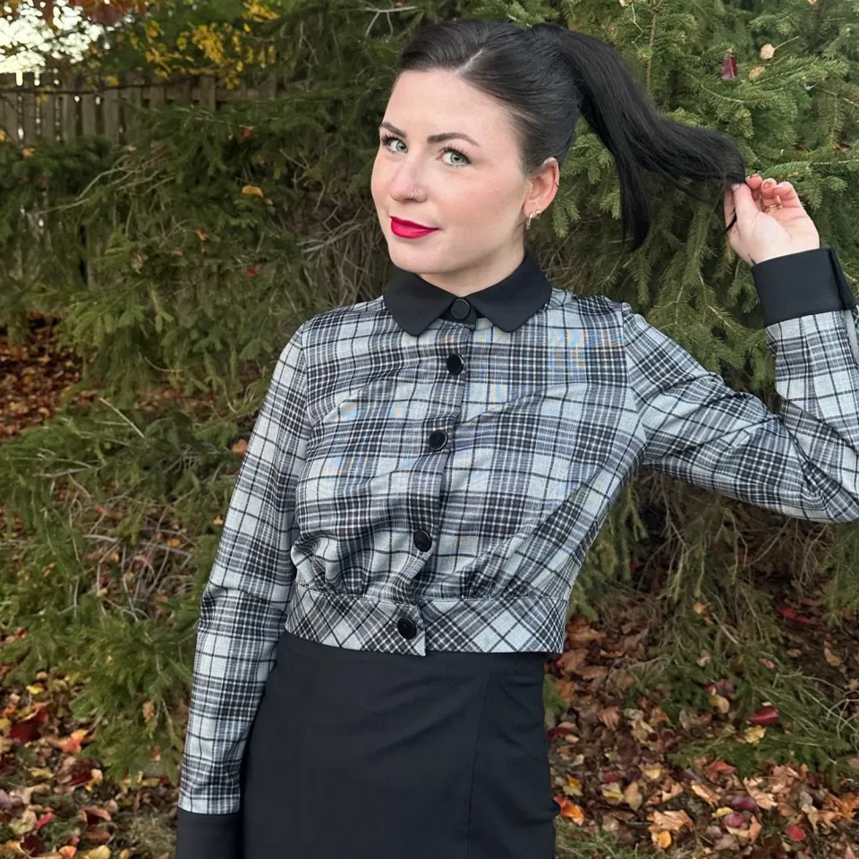 Tatyana Billie Jacket jasje charcoal plaid geruit cropped