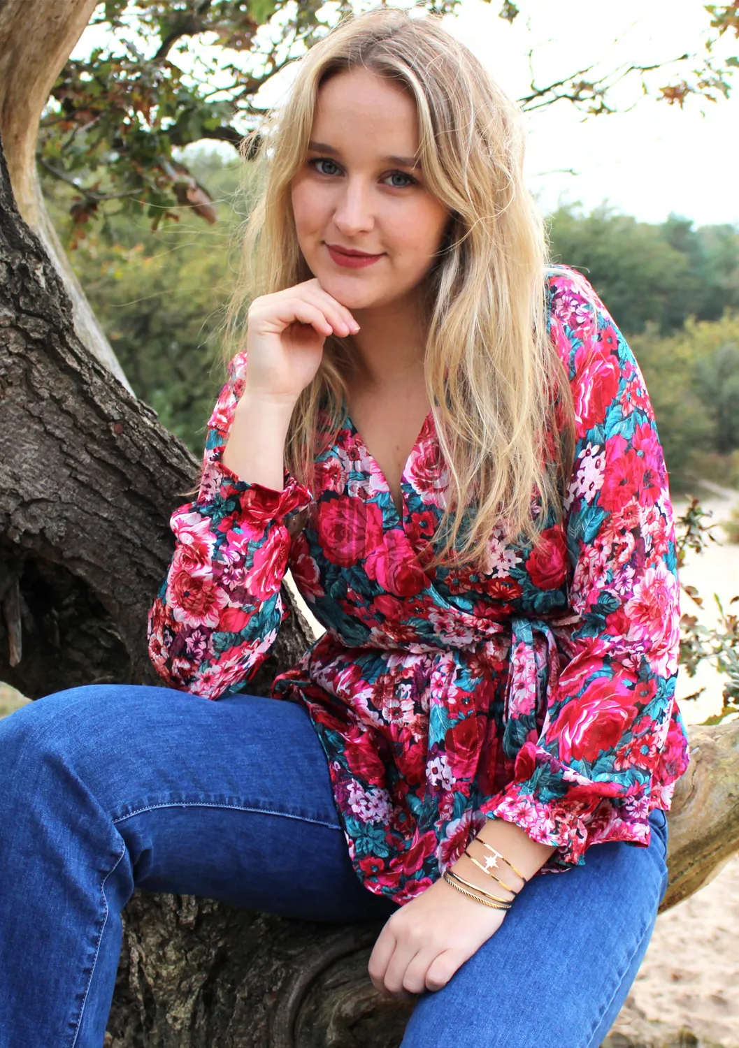 LOVEDRUNKY Floral Blouse Roze met Elastiek