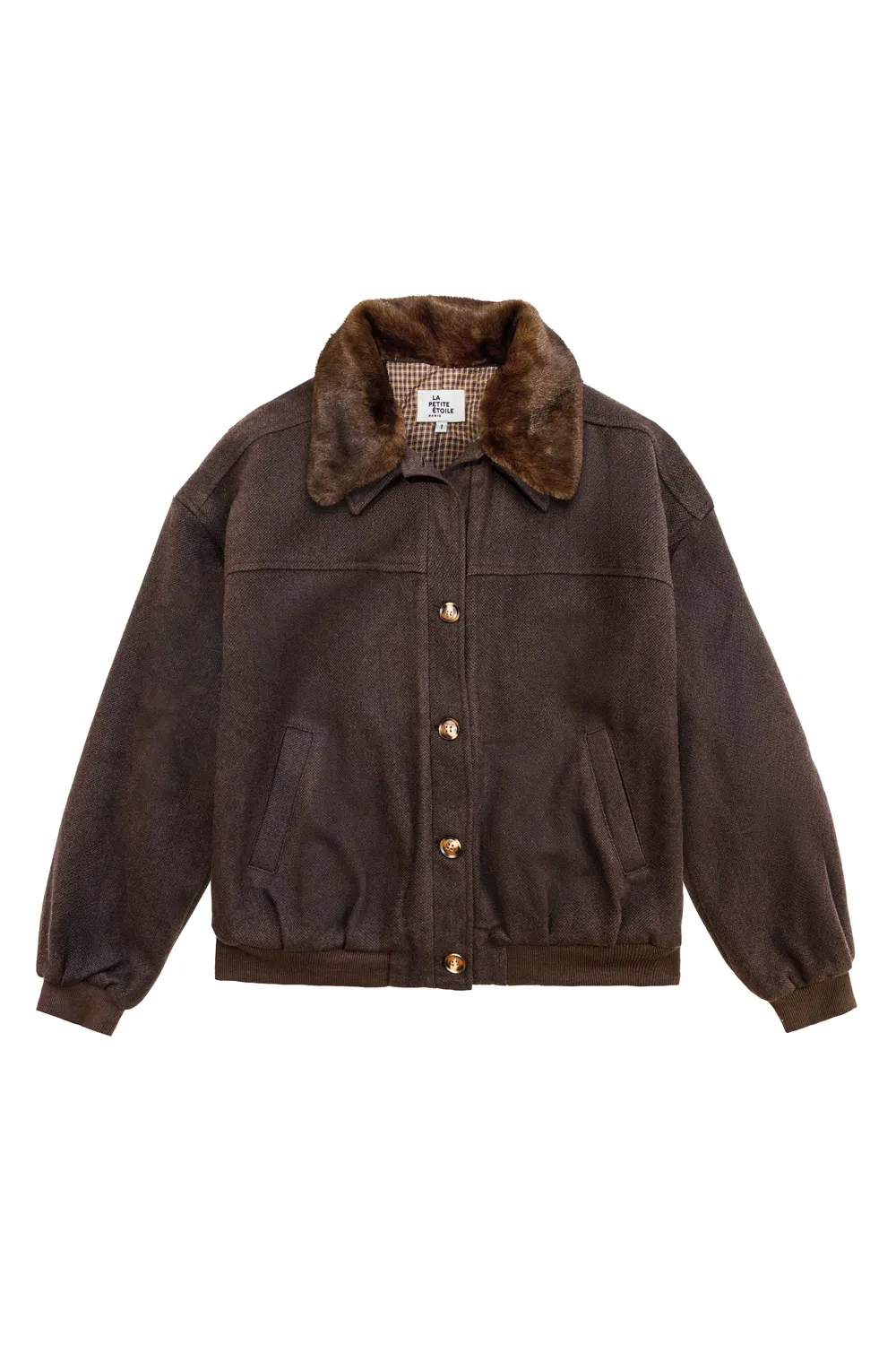 La Petite Etoile Videl blouson bruin afneembare kraag