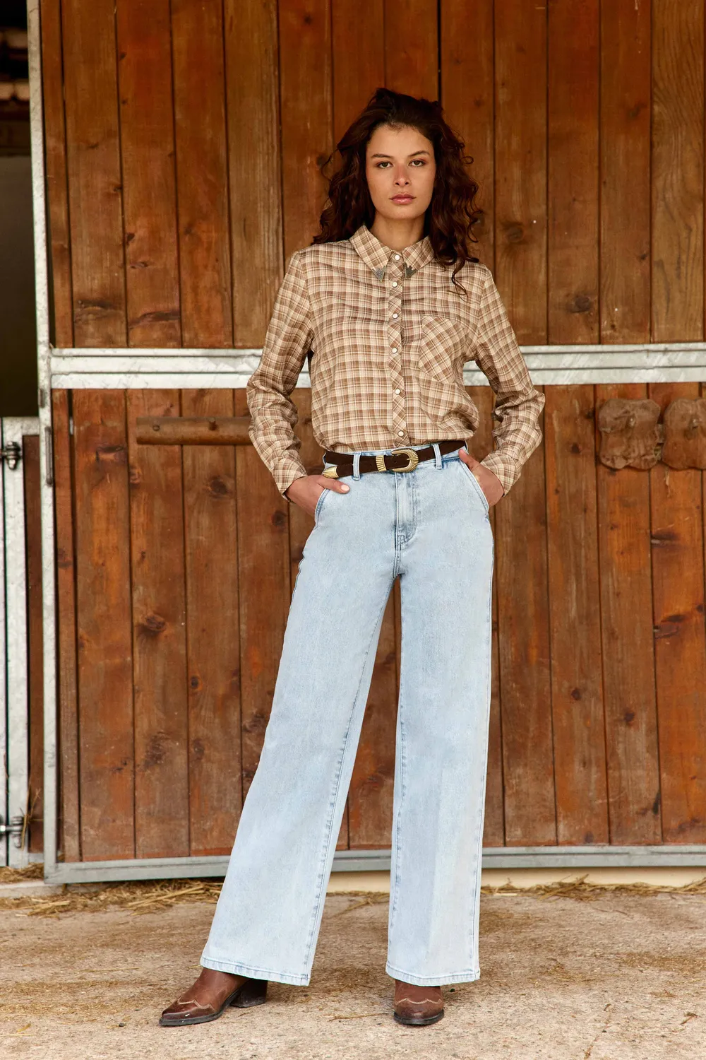 La Petite Etoile Petrona jeans wijd double stone blauw