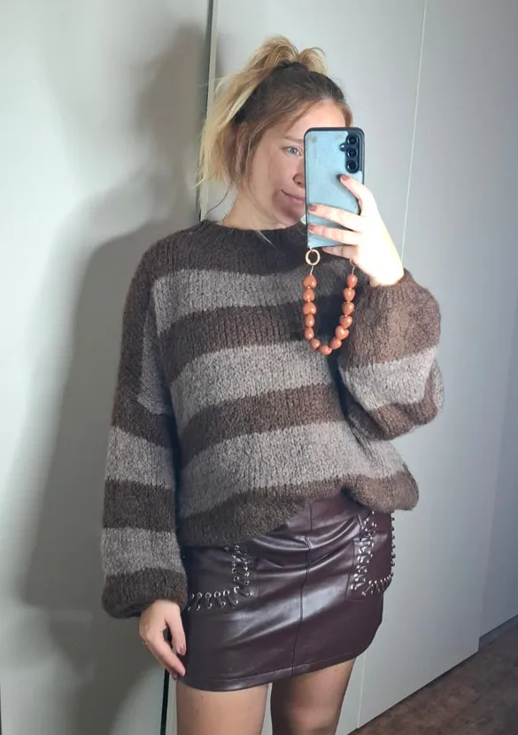 LOVEDRUNKY Gevlochten Rok Bruin Kort Stretch