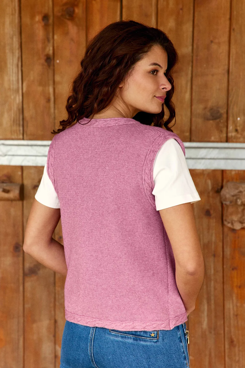 La Petite Etoile Melba gilet roze maat 1 met V-hals