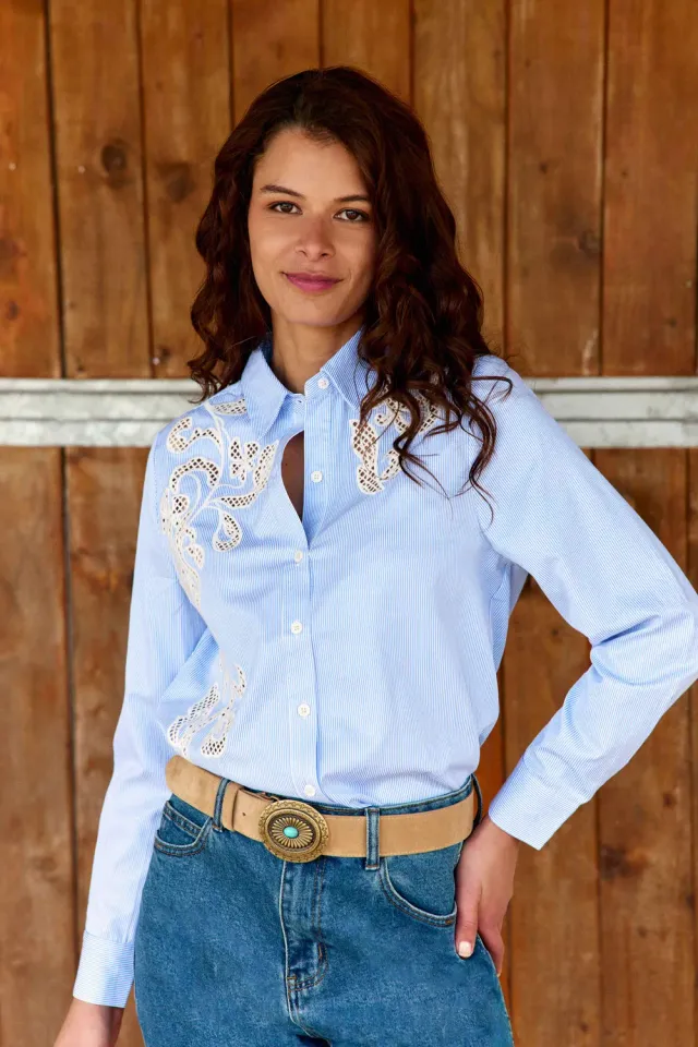 La Petite Etoile Clema blouse ecru blauw borduur