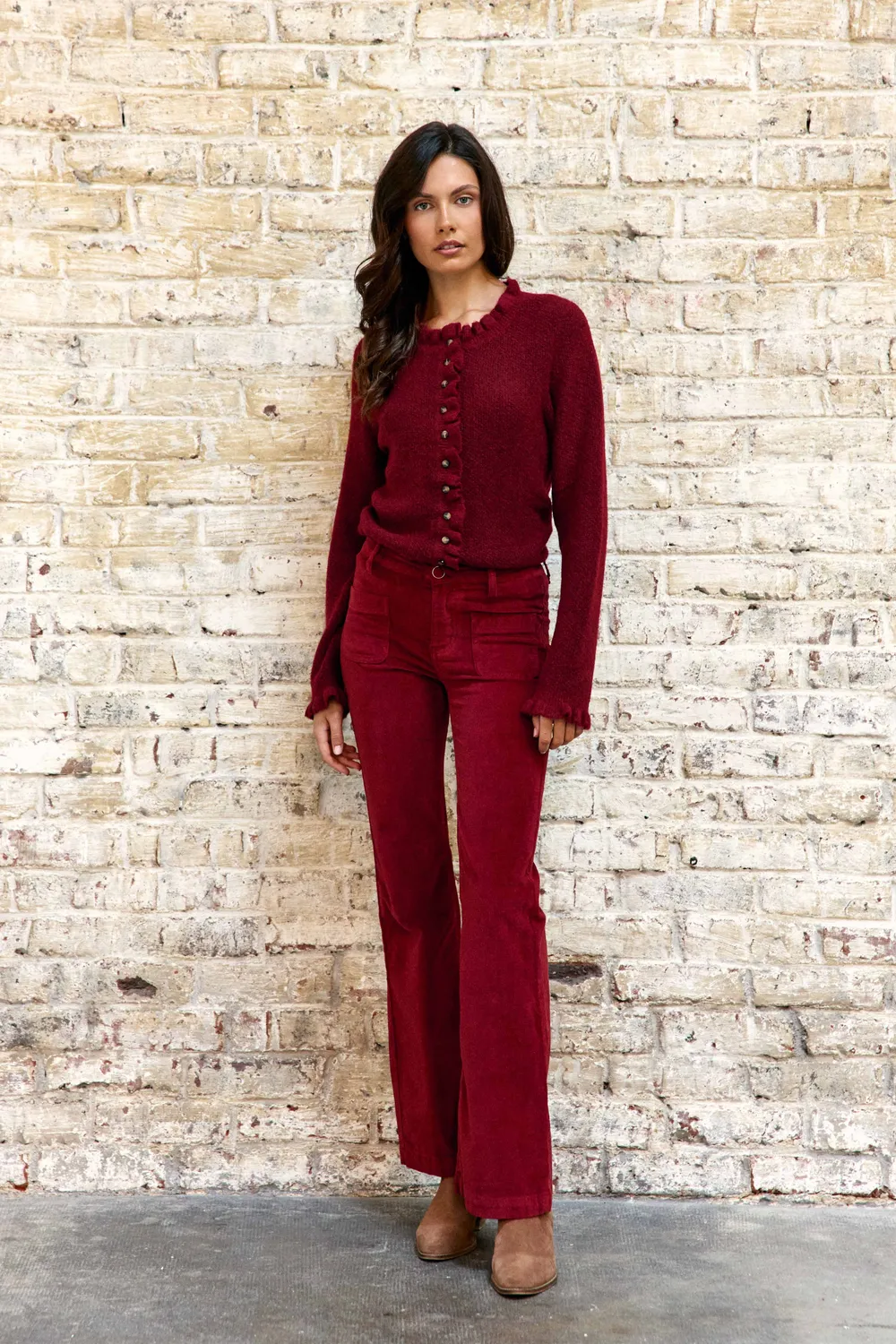 La Petite Etoile Sonny flare broek brique velours