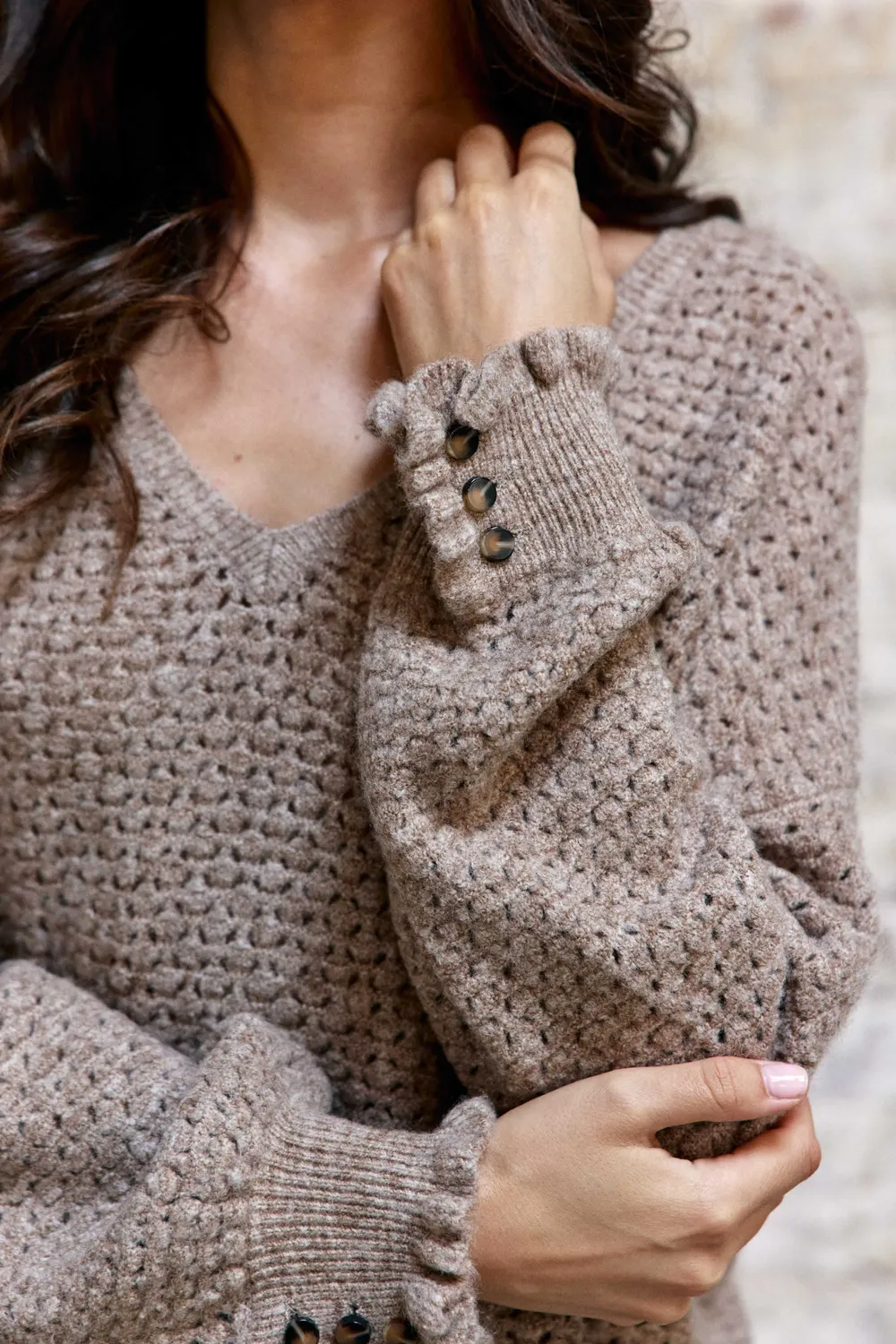 La Petite Etoile Mandine trui beige ajour wijd
