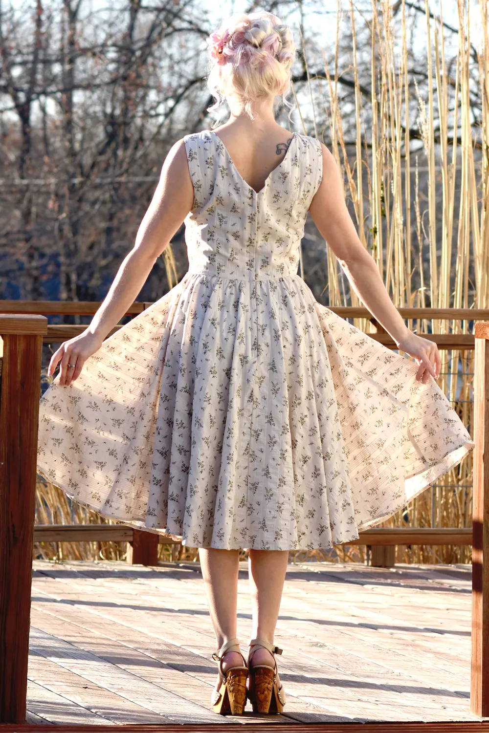 Tatyana Elizabeth Circle jurk antique floral katoen