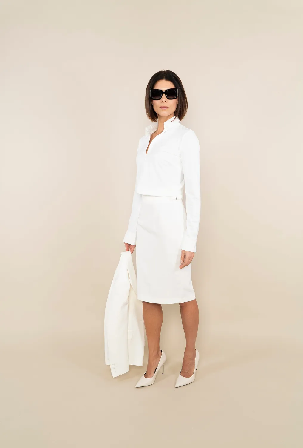 Laboutiek Pencil Skirt kokerrok ecru hoge taille