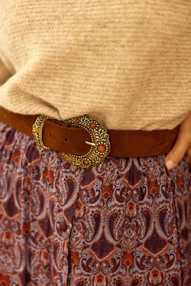 La Petite Etoile Aicha riem bruin suède strass