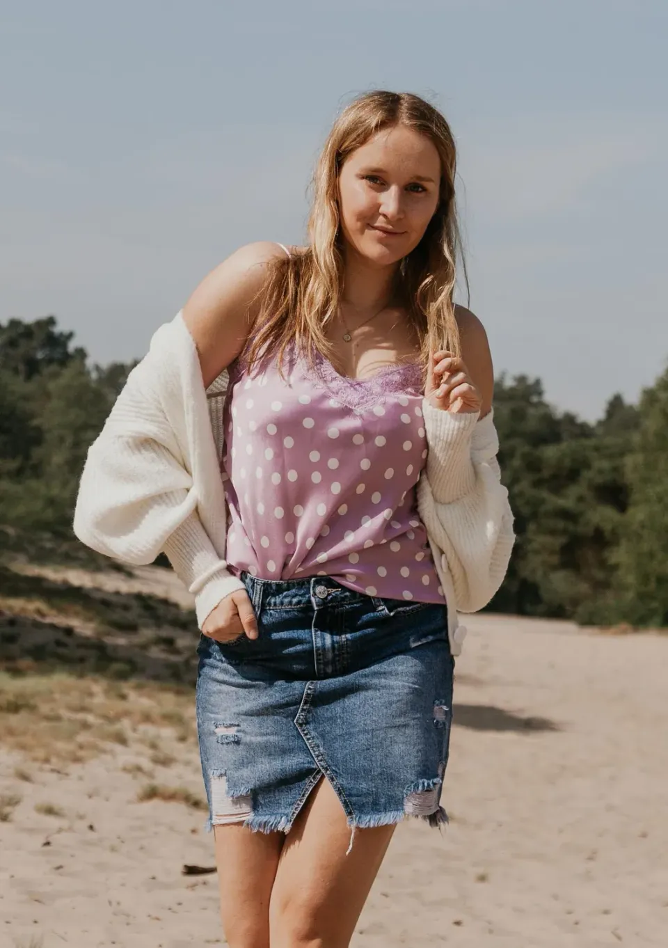 LOVEDRUNKY Dots top lila kant