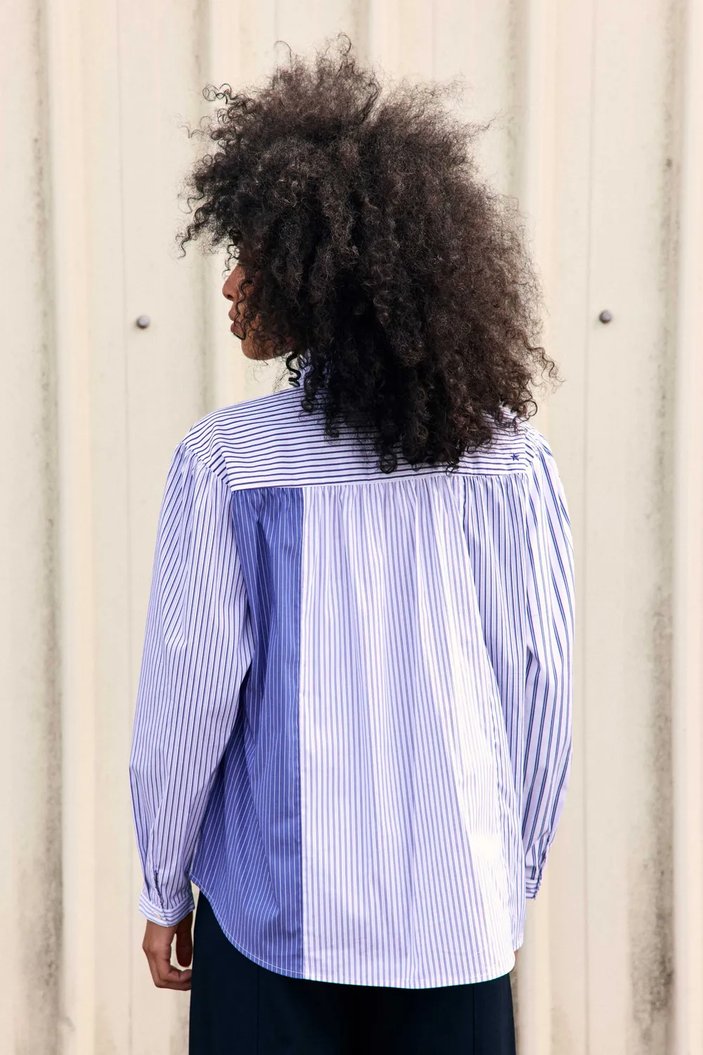 La Petite Etoile Boliane blouse strepen ecru blauw