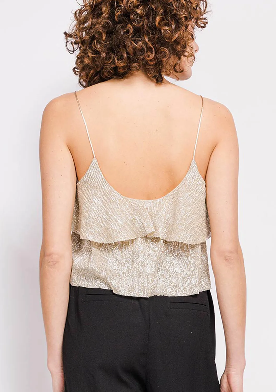 LOVEDRUNKY Top Shiny top goud met glitter lurex
