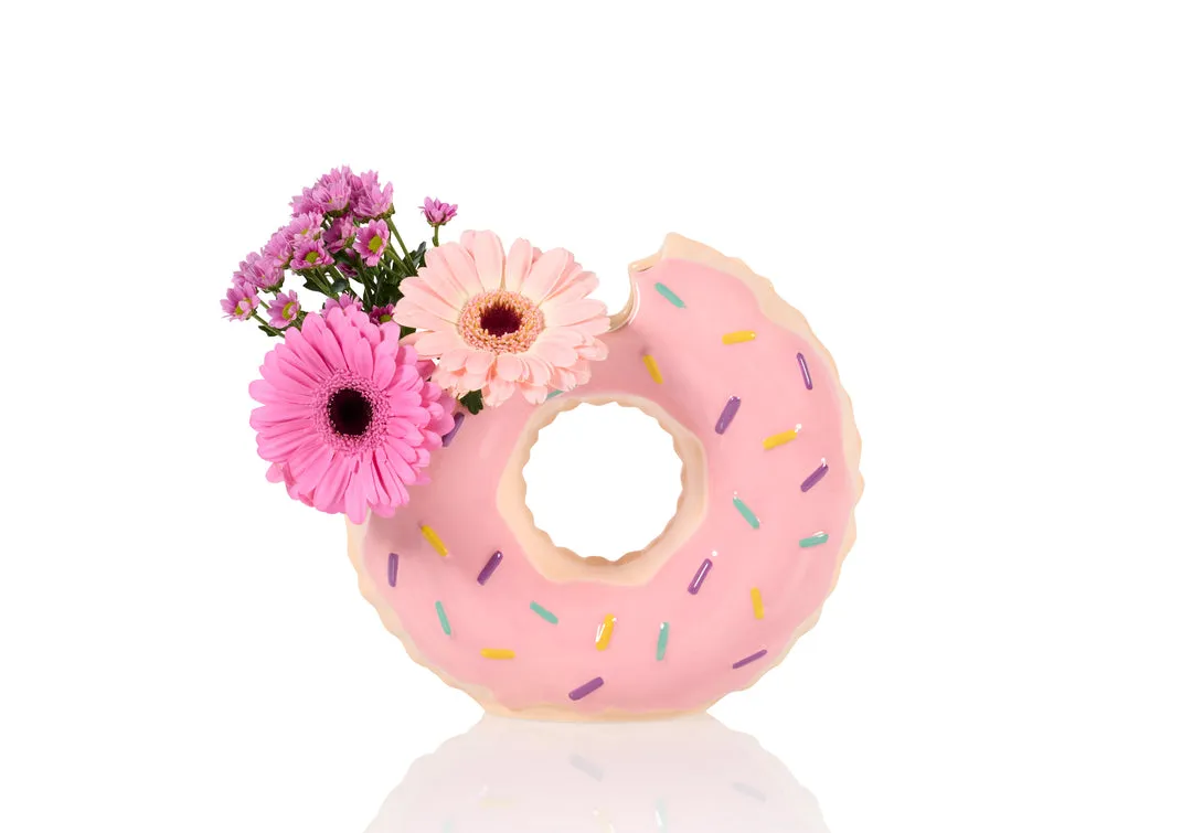 Amiek Donut vaas roze keramiek 18,7 cm