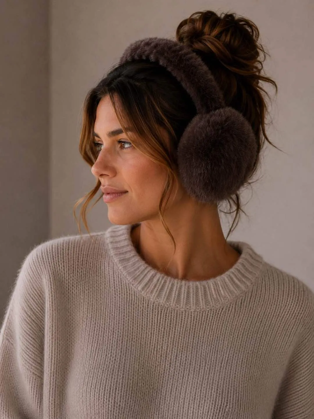 Amiek Fluffy Earmuffs oorwarmers donkerbruin