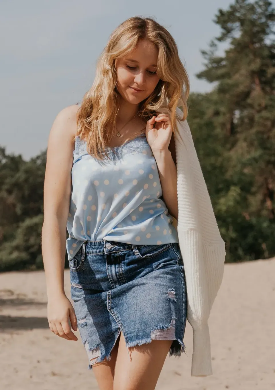 LOVEDRUNKY Dots Top Blauw One Size met stippen