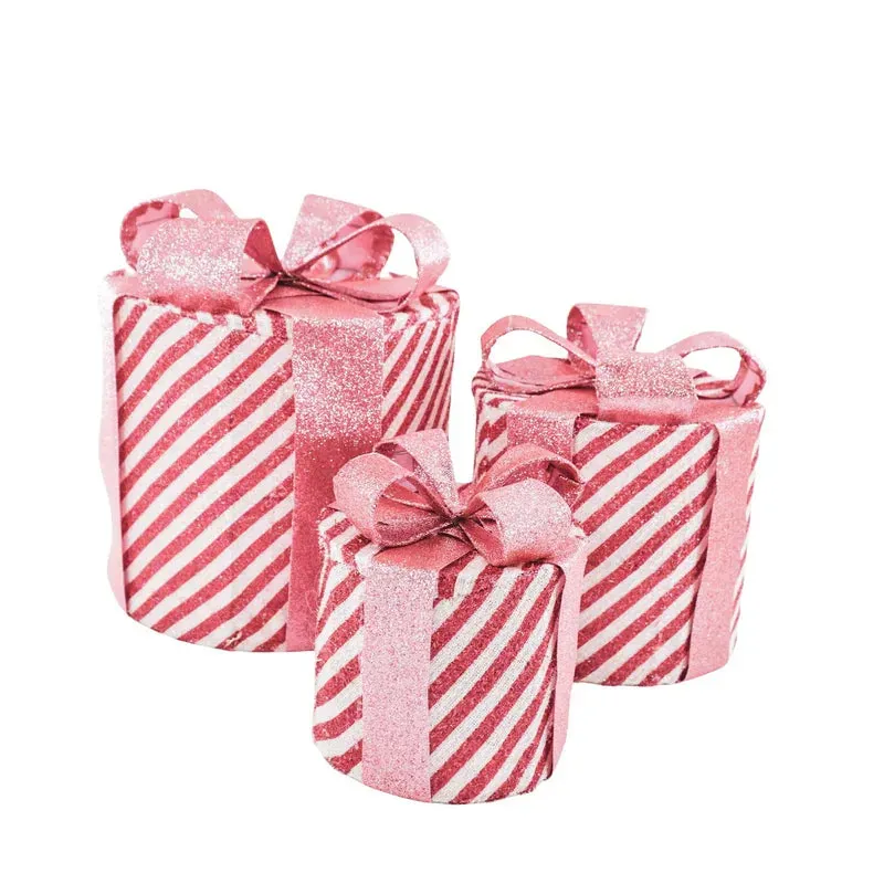 Amiek Kerst Led Lamp Rond set van 3 Roze Wit