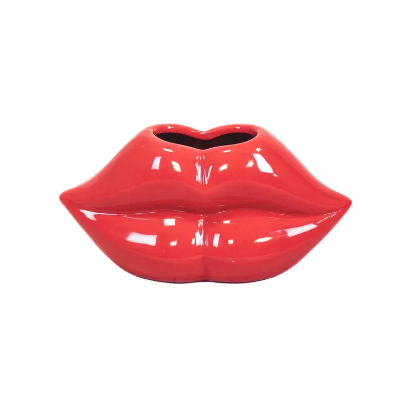 Amiek Pot Lip vaas rood keramiek
