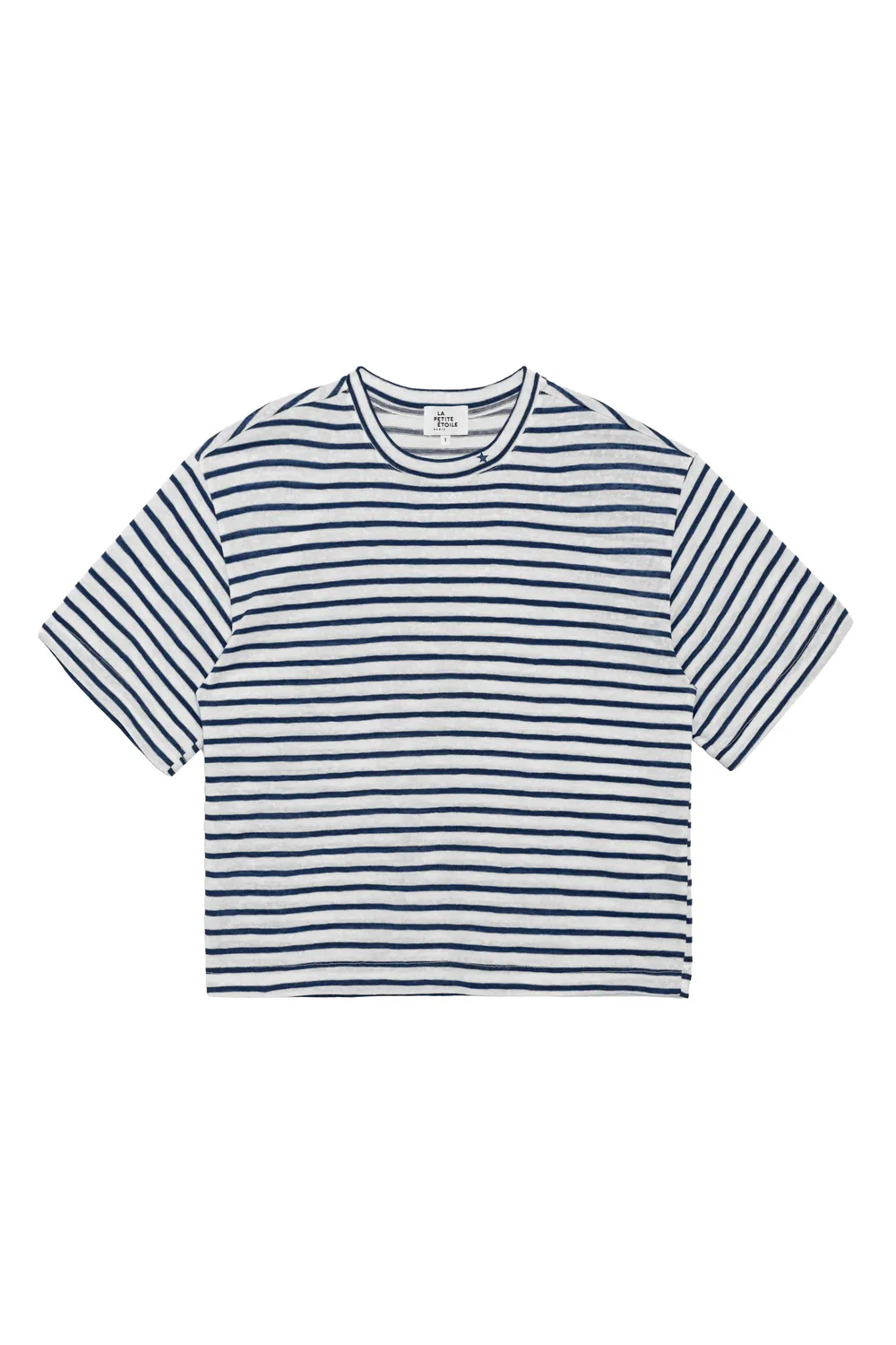 La Petite Etoile Tais oversize T-shirt ecru marine streep