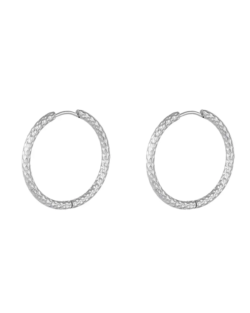 LOVEDRUNKY Hoops Pattern oorbellen zilver 3 cm