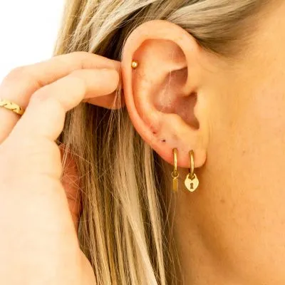 Amiek Bar oorbellen klein goud zilver