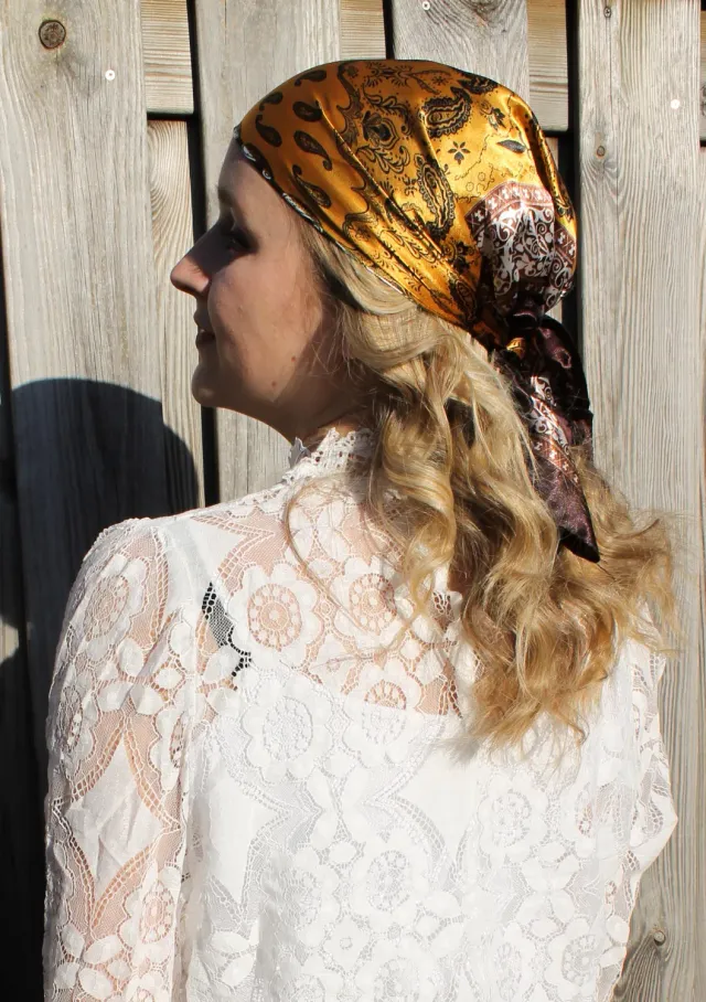 LOVEDRUNKY Bandana sjaal bohemian bruin 60x60 cm
