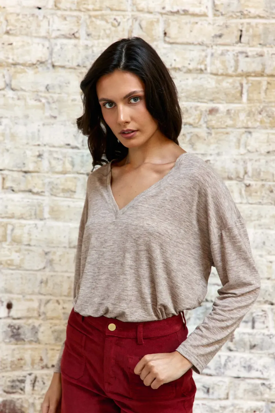 La Petite Etoile Tarcel longsleeve beige chine wijd