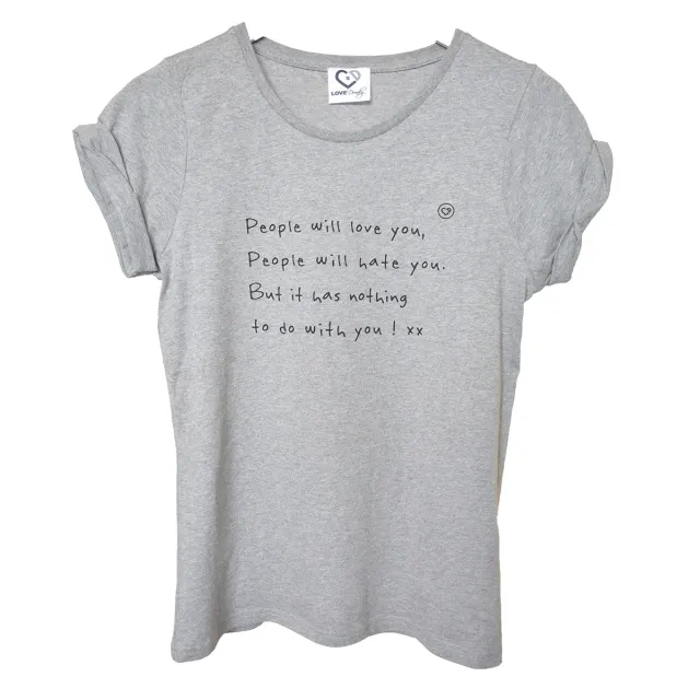 LOVEDRUNKY People Will Love You T-shirt grijs melange