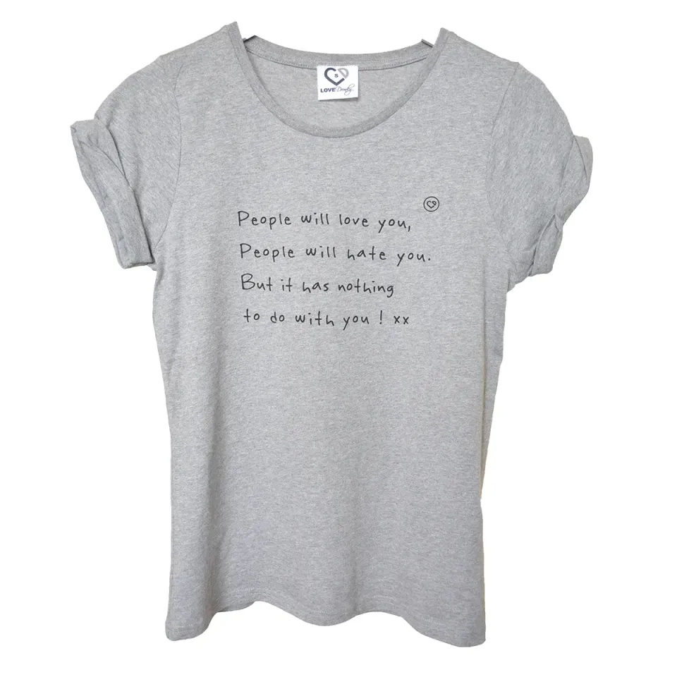 LOVEDRUNKY People Will Love You T-shirt grijs melange