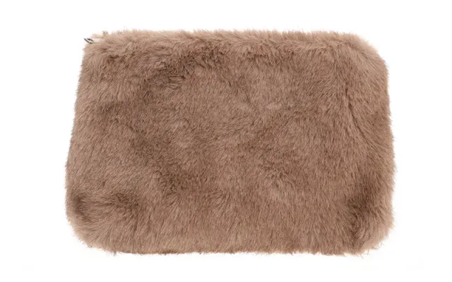 Amiek Borno make-up tasje taupe faux fur