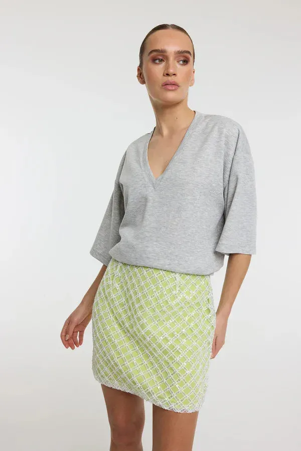 Amiek Yael rokje lime pailletten mini S-XL
