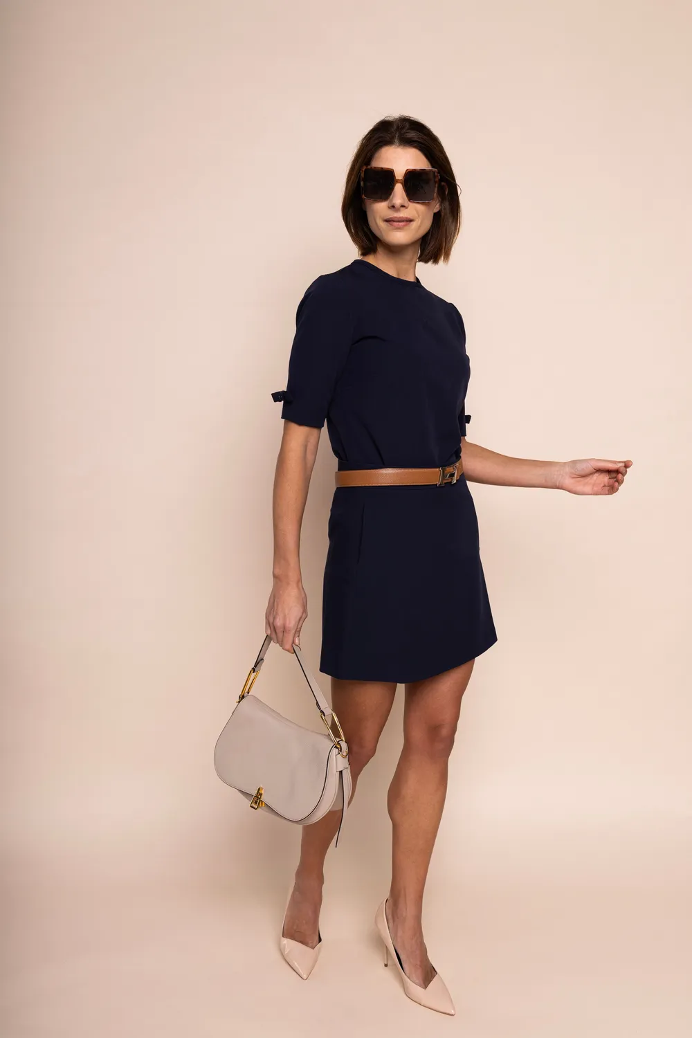 Laboutiek Clean Tee With Bows top marineblauw strik