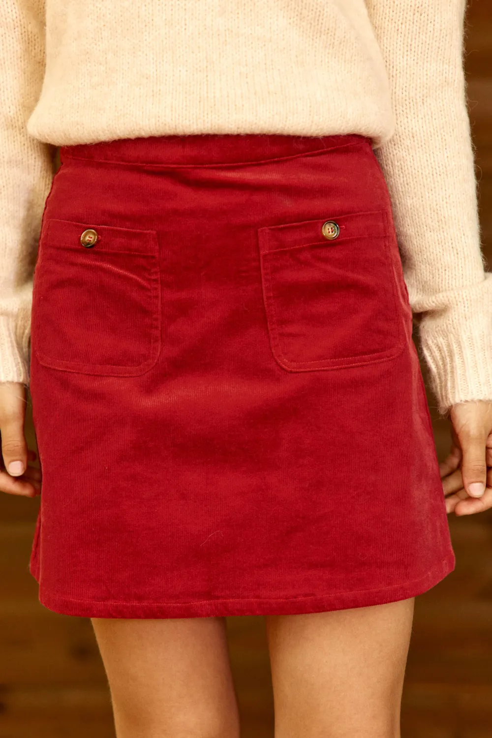 La Petite Etoile Jada korte rok brique ribfluweel