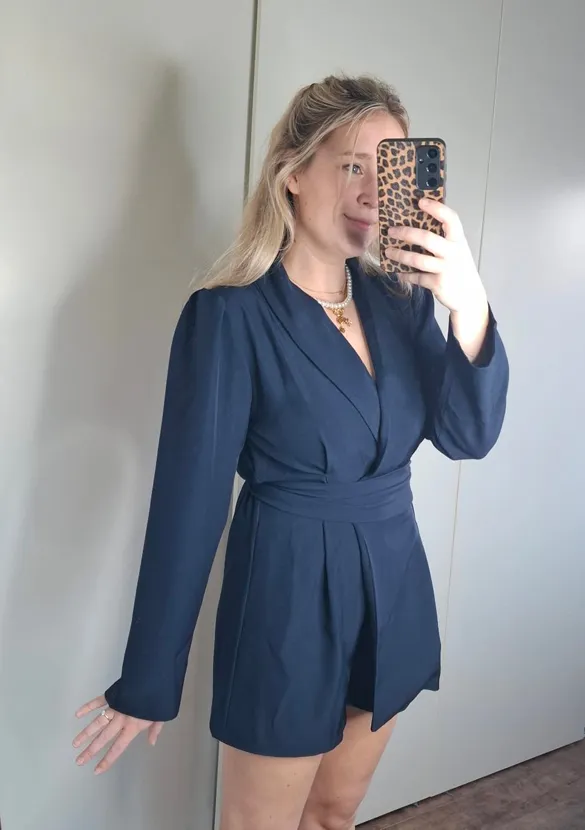 LOVEDRUNKY Classic Playsuit Marine met ceintuur