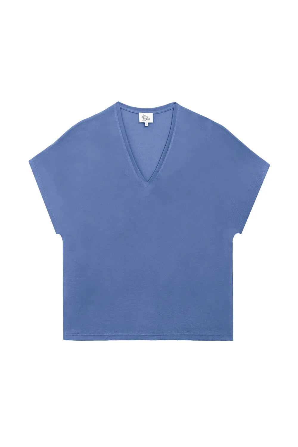 La Petite Etoile Marcelina wijd T-shirt blauw grijs V-hals