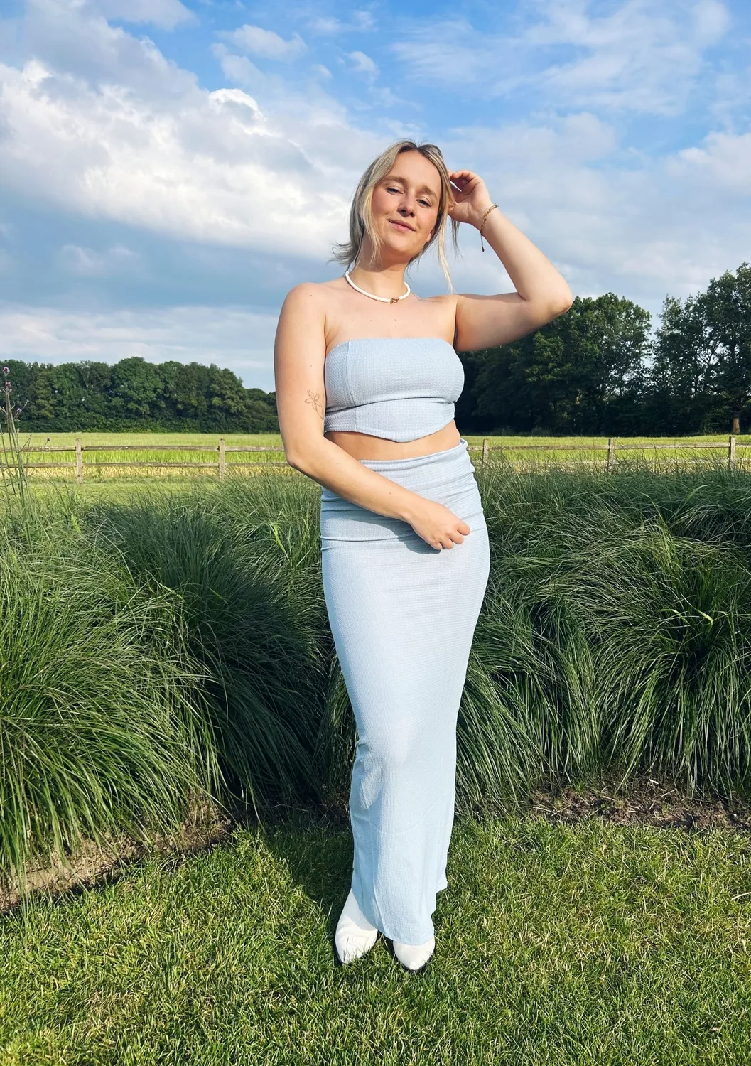 LOVEDRUNKY Bandeau top lichtblauw elastiek