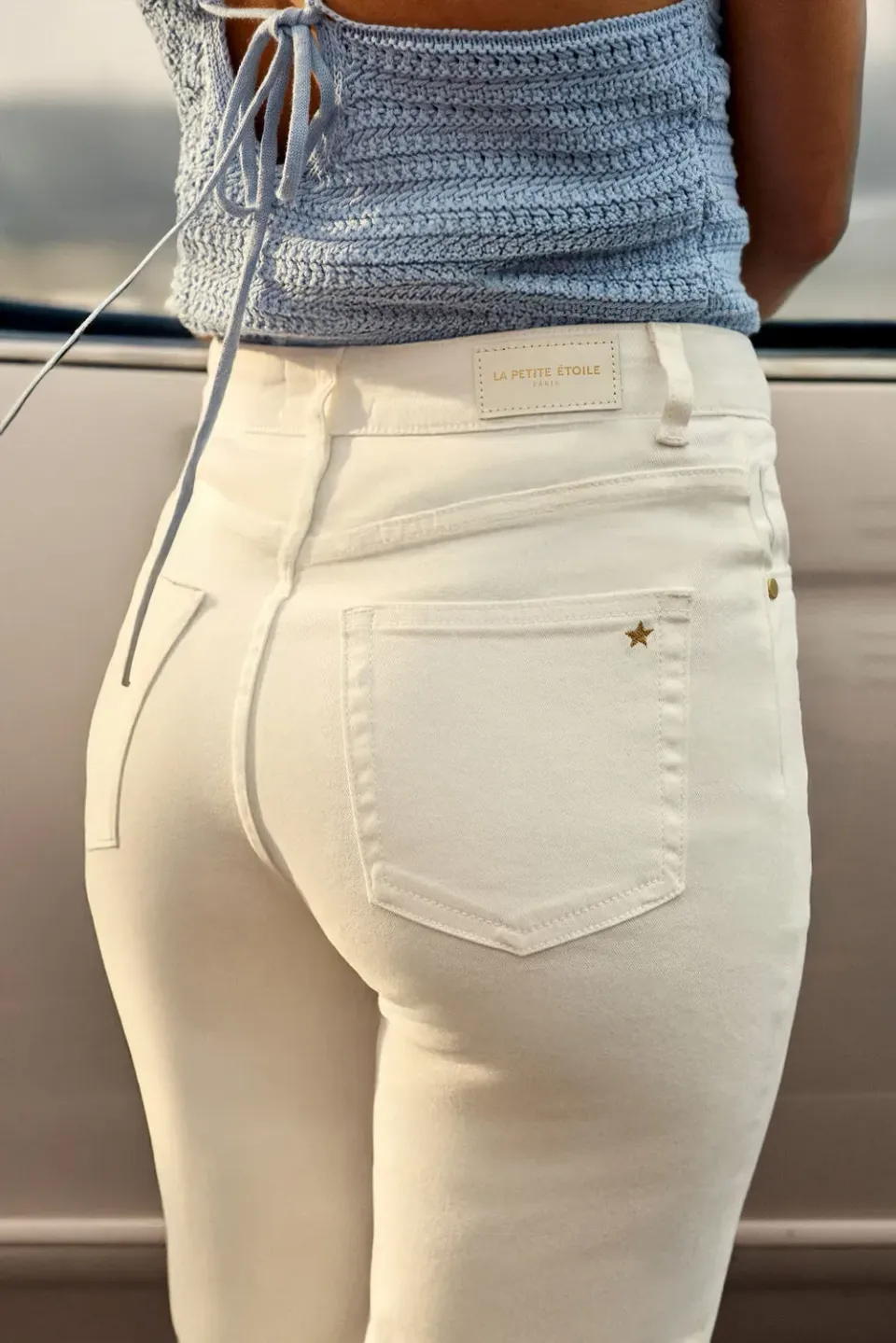 La Petite Etoile Zephyr rechte jeans wit hoge taille