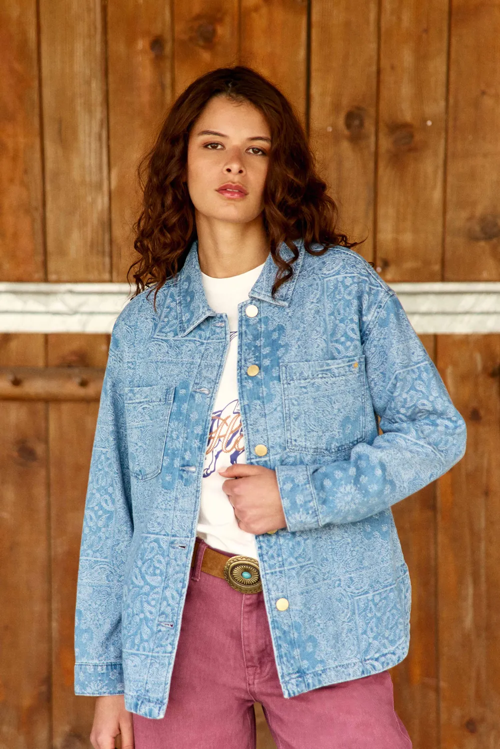 La Petite Etoile Vitalo overblouse bandana denim blauw