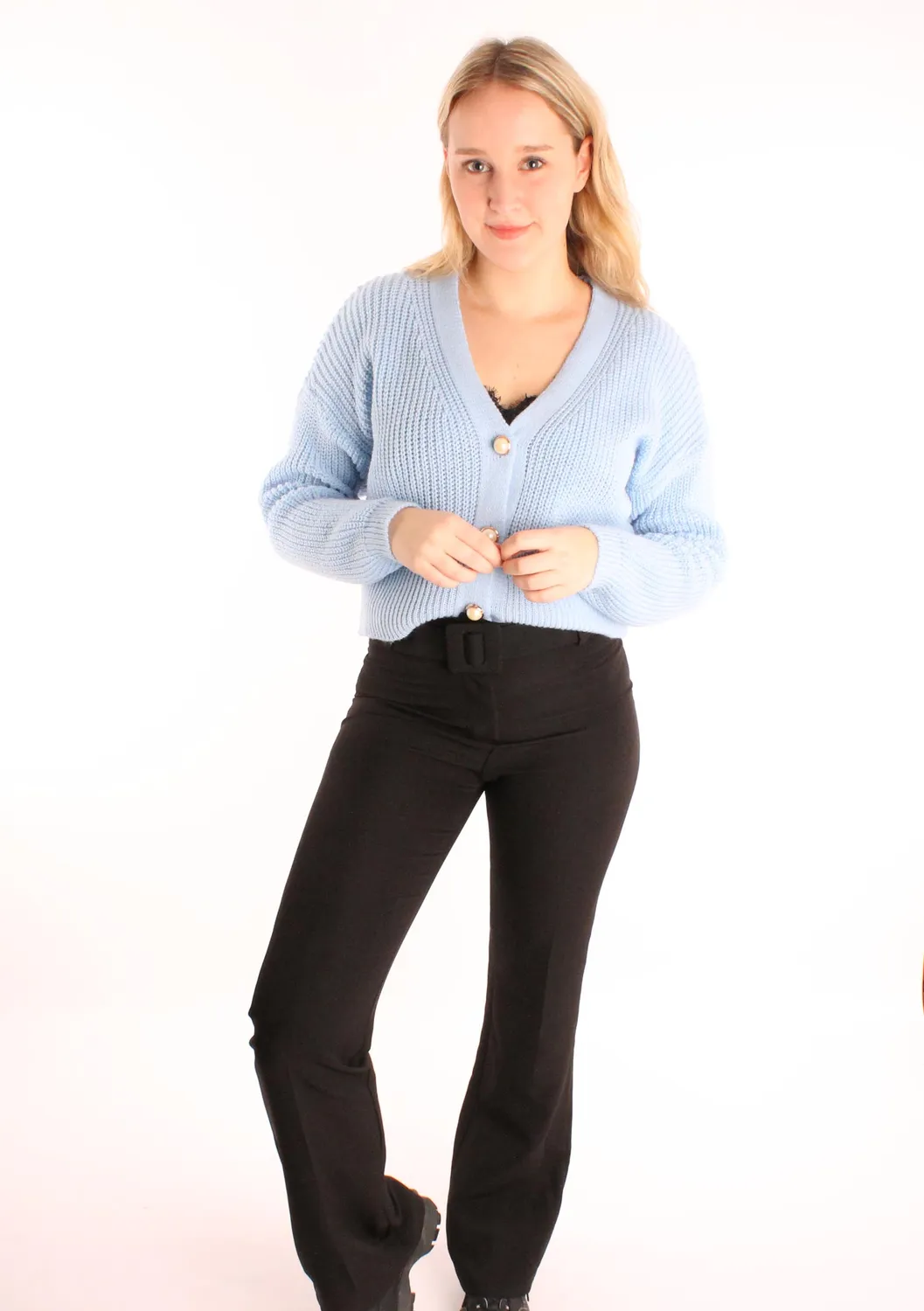 LOVEDRUNKY Flared Zwart pantalon high waist