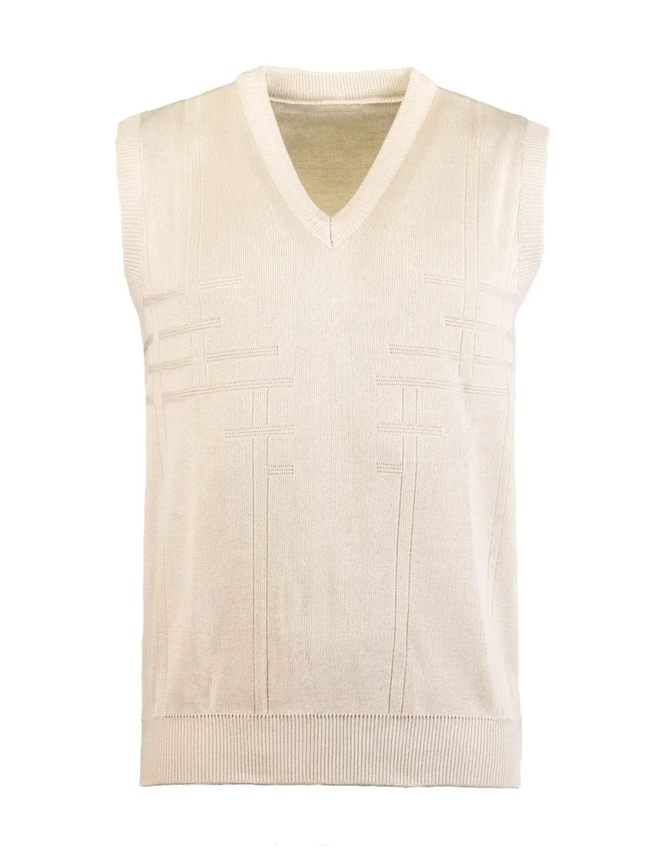 Classic U heren spencer zand katoenmix mouwloos