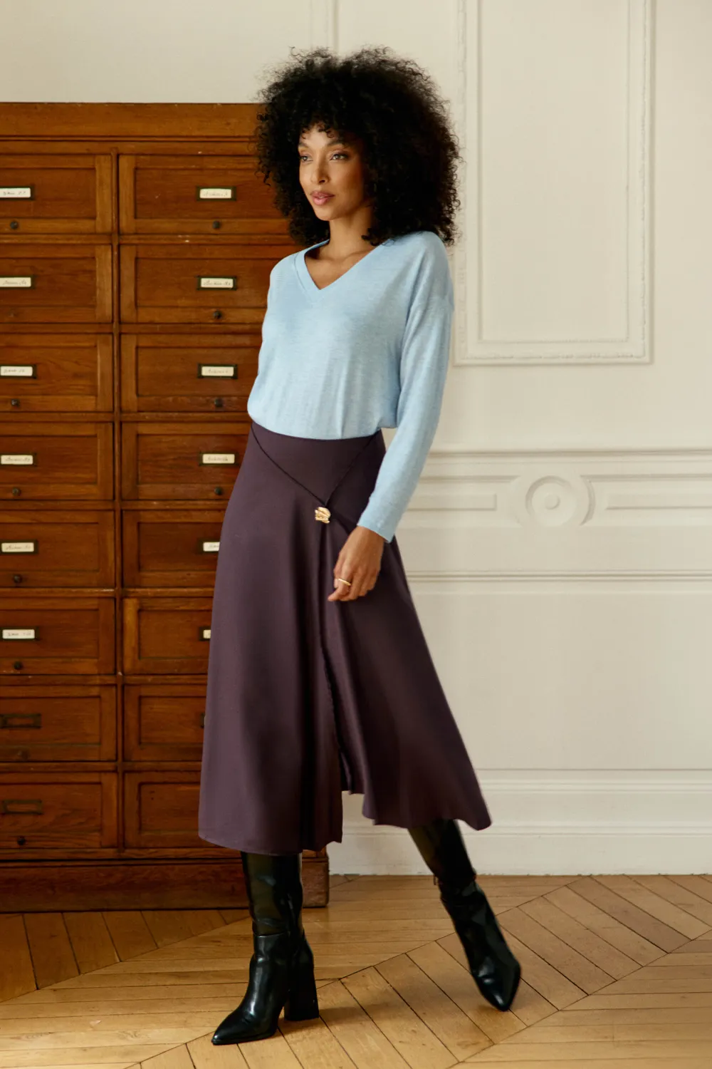 La Petite Etoile Jorie midi rok bruin asymmetrisch