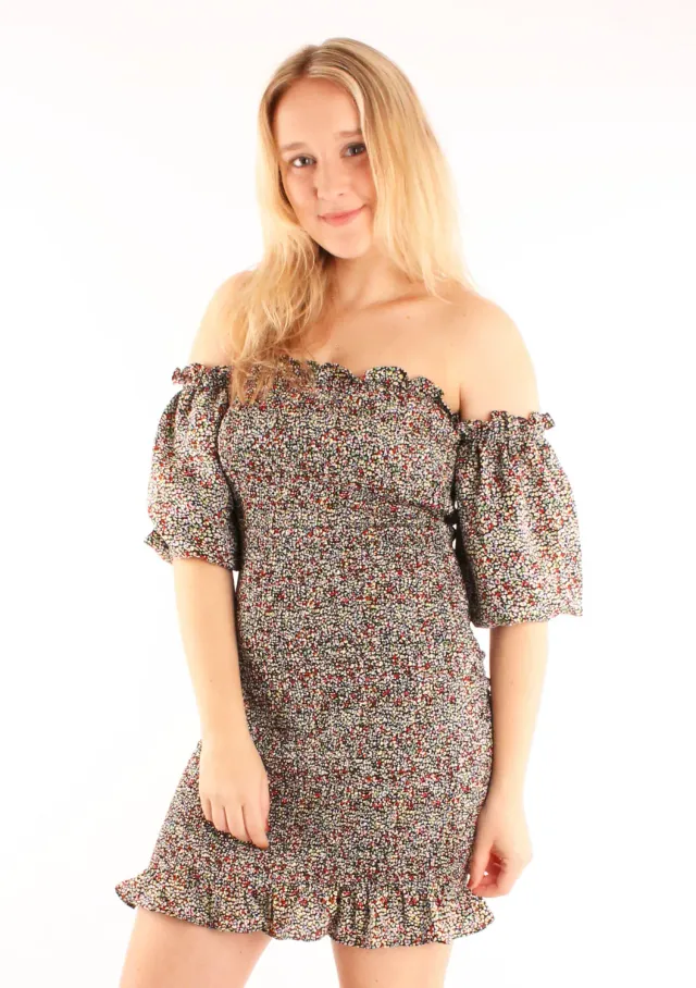 LOVEDRUNKY Off Shoulder jurk zwart smock