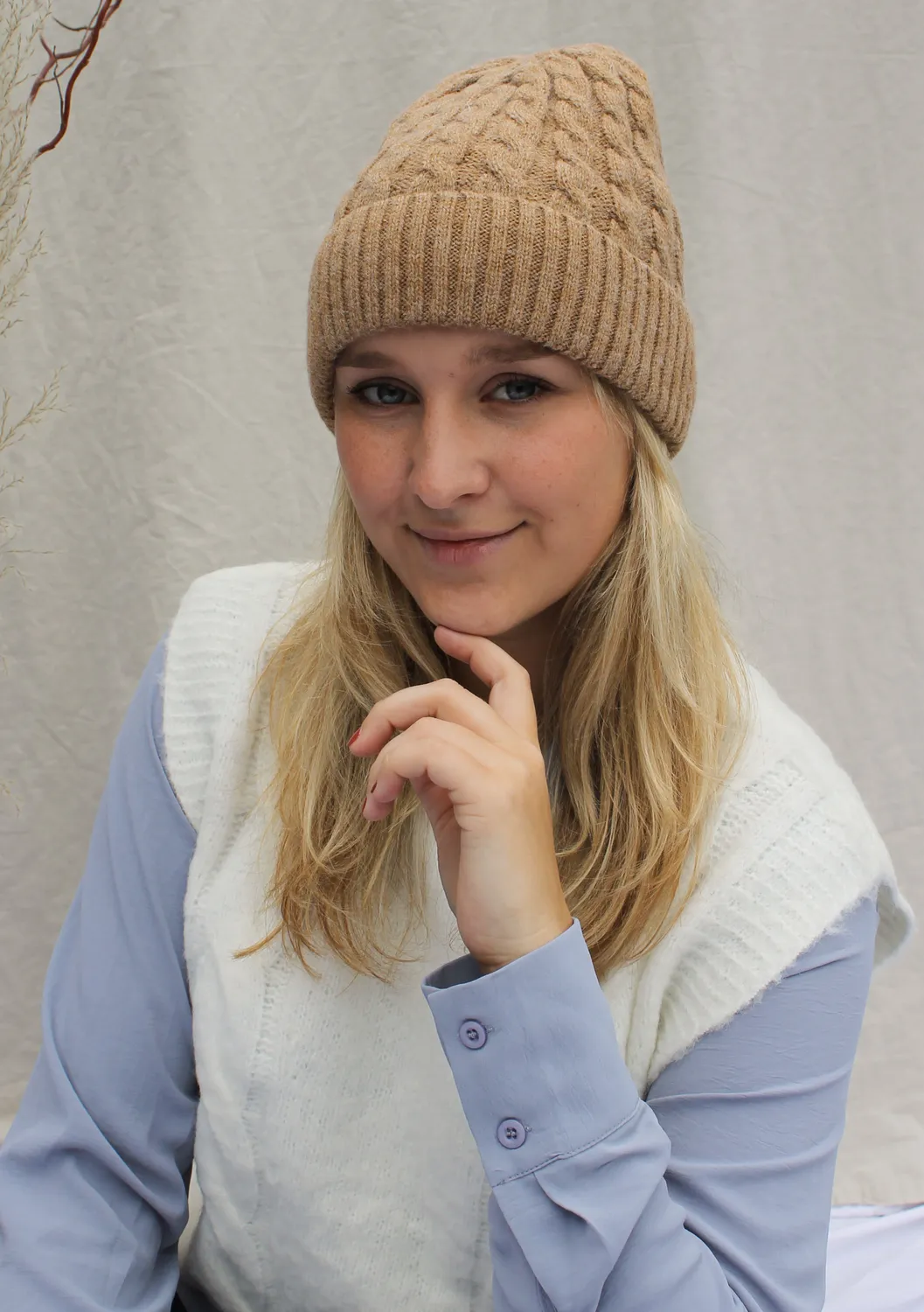 LOVEDRUNKY Beanie Knit muts beige